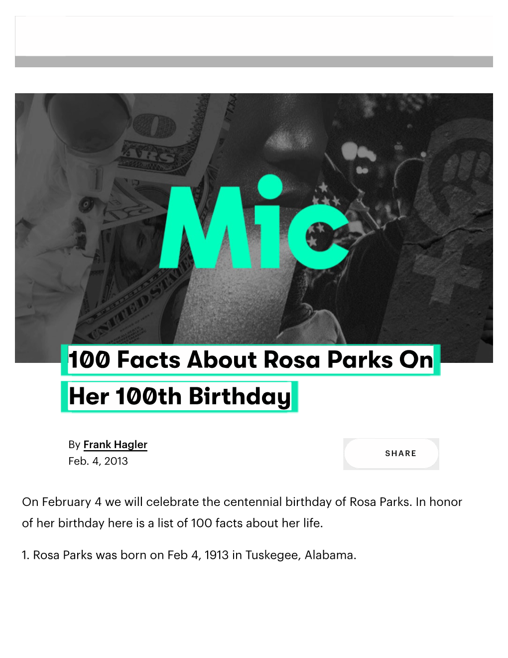 100 Facts About Rosa Parks on Her 100Th Birthday