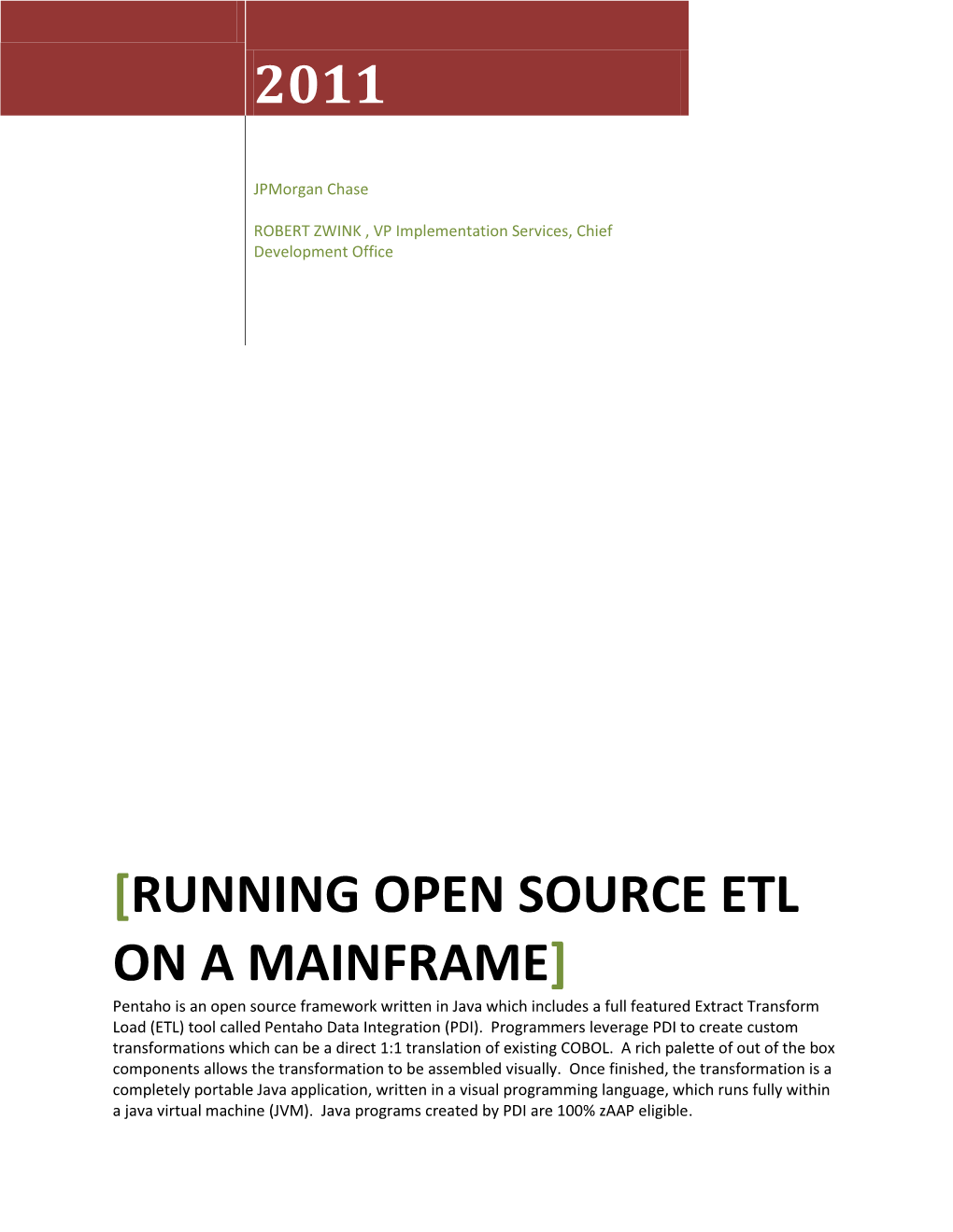 Open Source ETL on the Mainframe