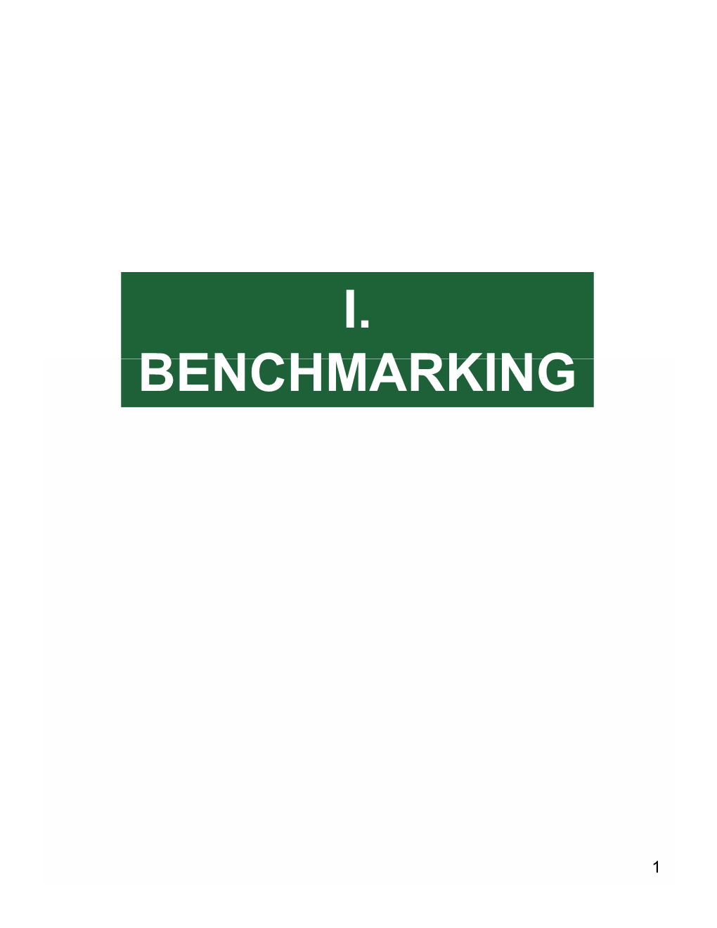 I. Benchmarking