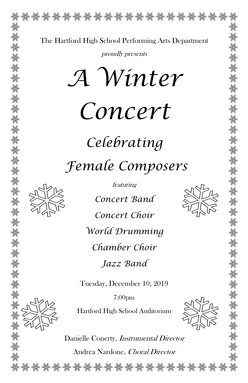 A Winter Concert Celebrating Female Composers Featuring