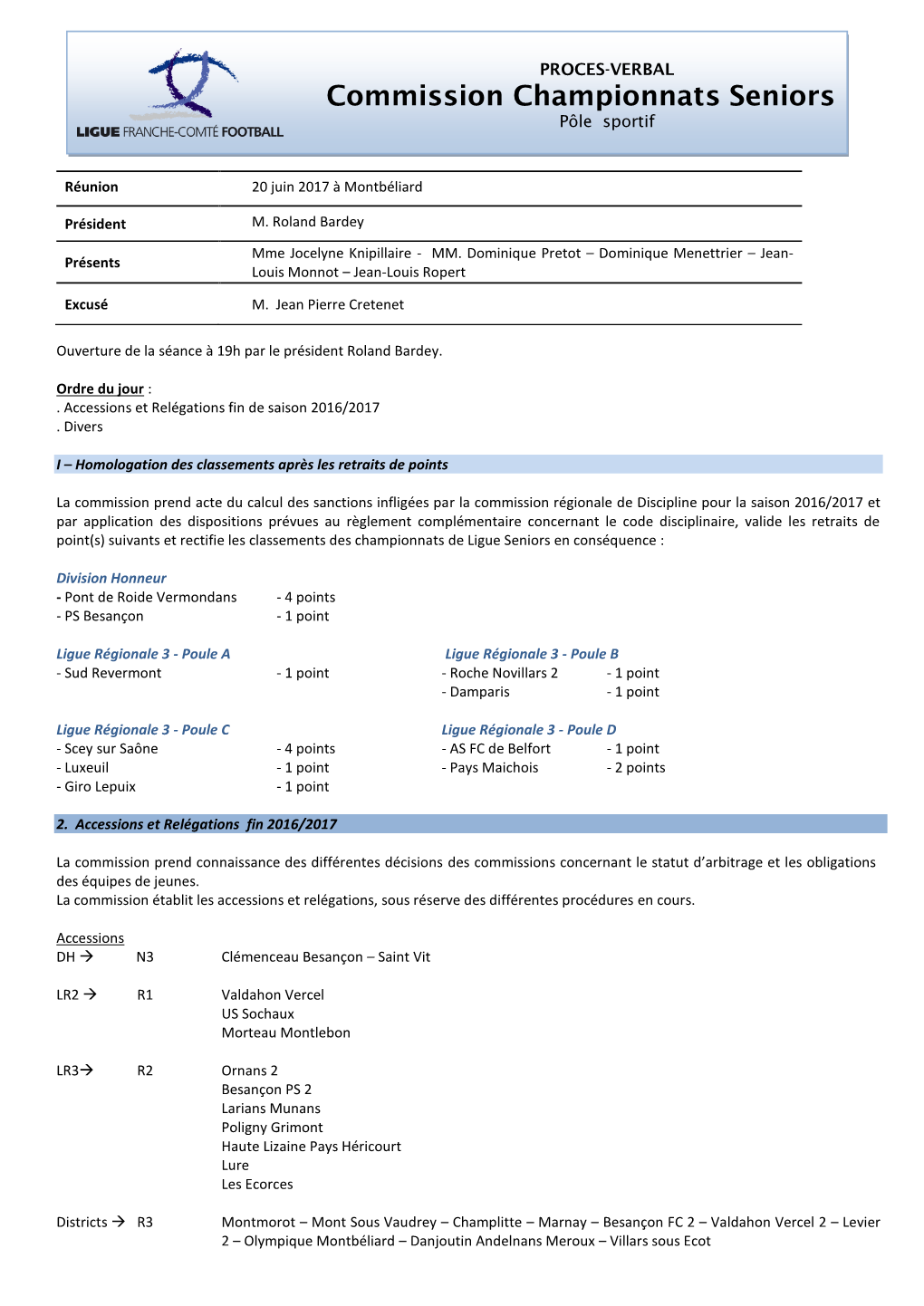 Commission Des Compétitions Seniors