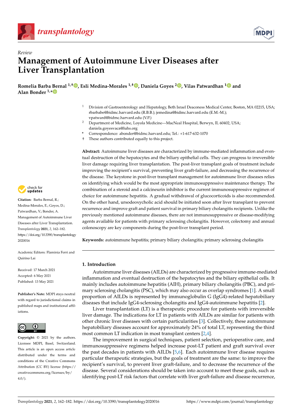 Management of Autoimmune Liver Diseases After Liver Transplantation