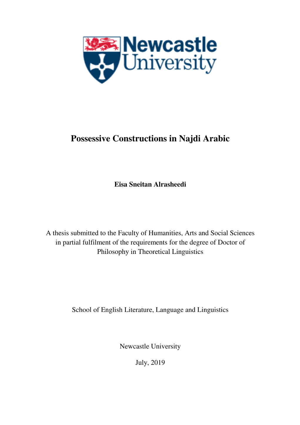 Possessive Constructions in Najdi Arabic