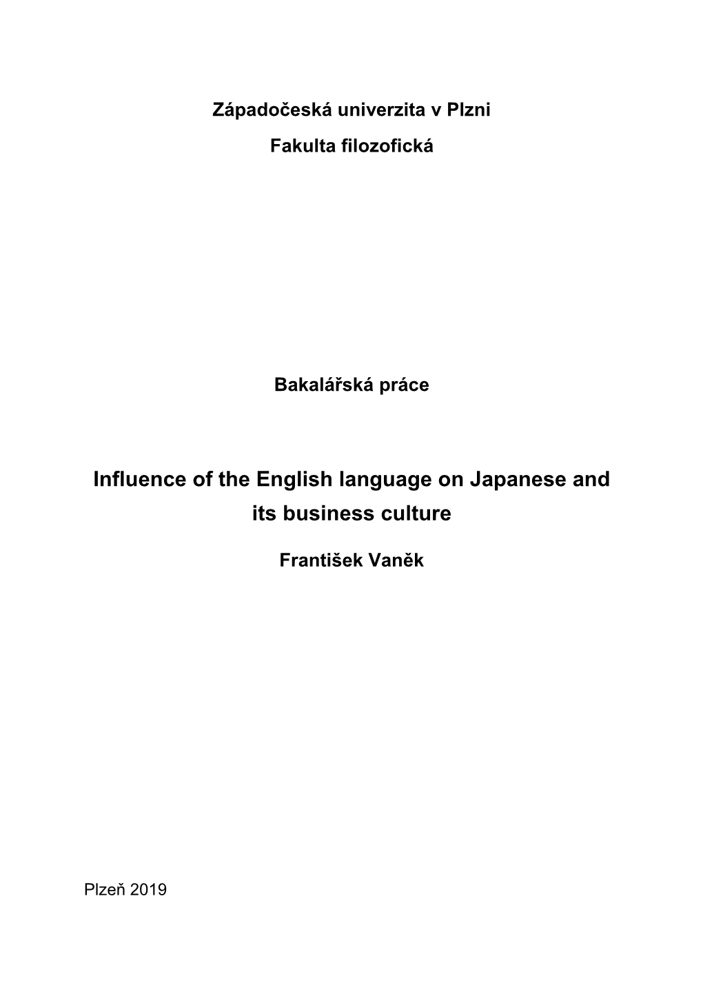 Influence of the English Language on Japanese and Its Business Culture