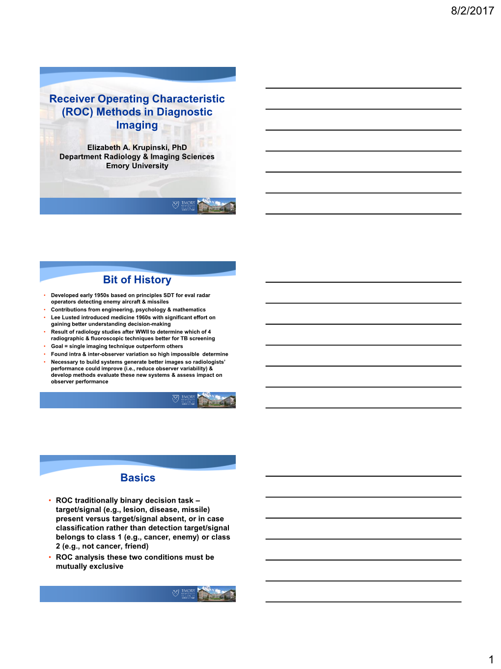 Receiver Operating Characteristic (ROC) Methods in Diagnostic Imaging