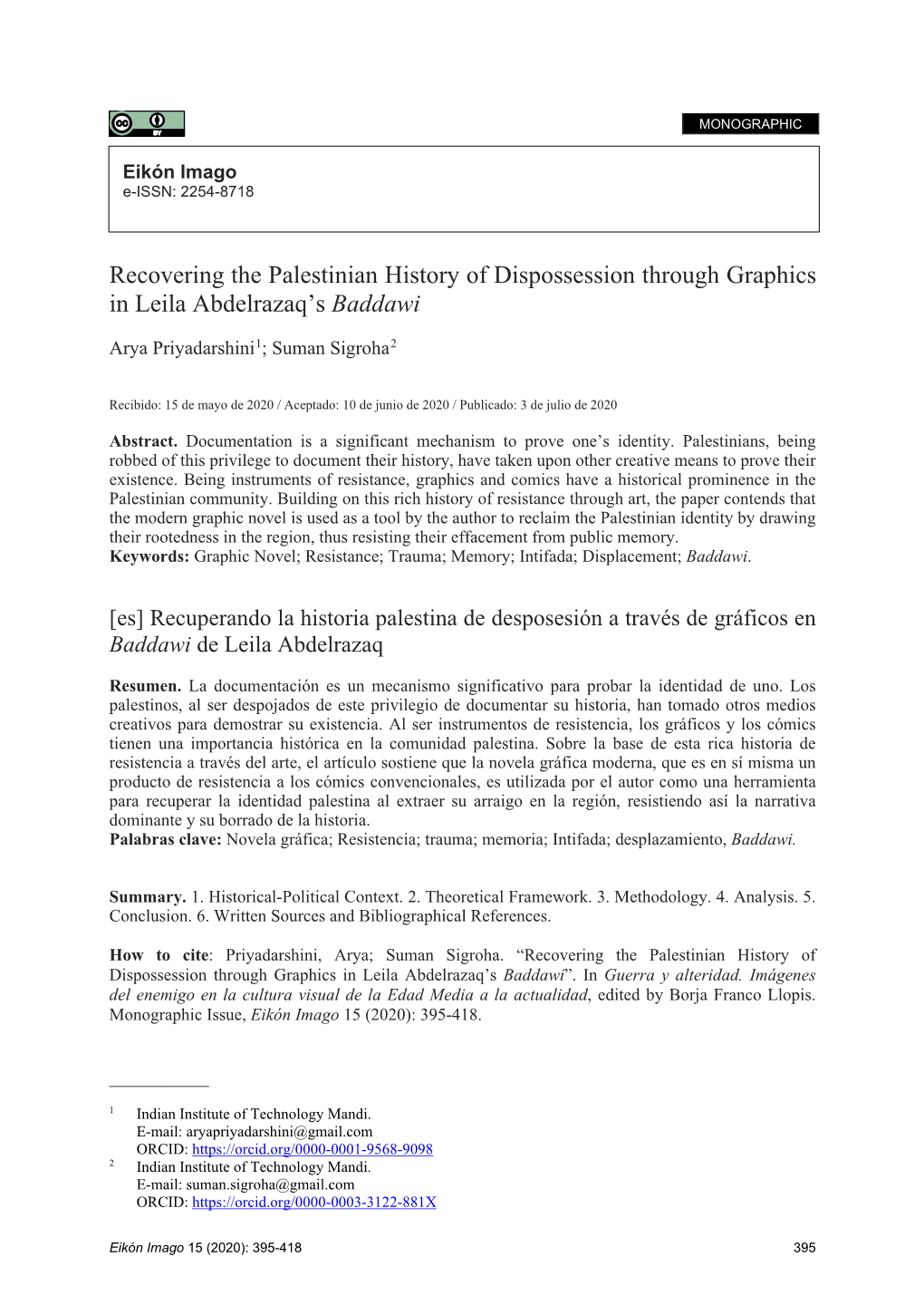 Recovering the Palestinian History of Dispossession Through Graphics in Leila Abdelrazaq’S Baddawi