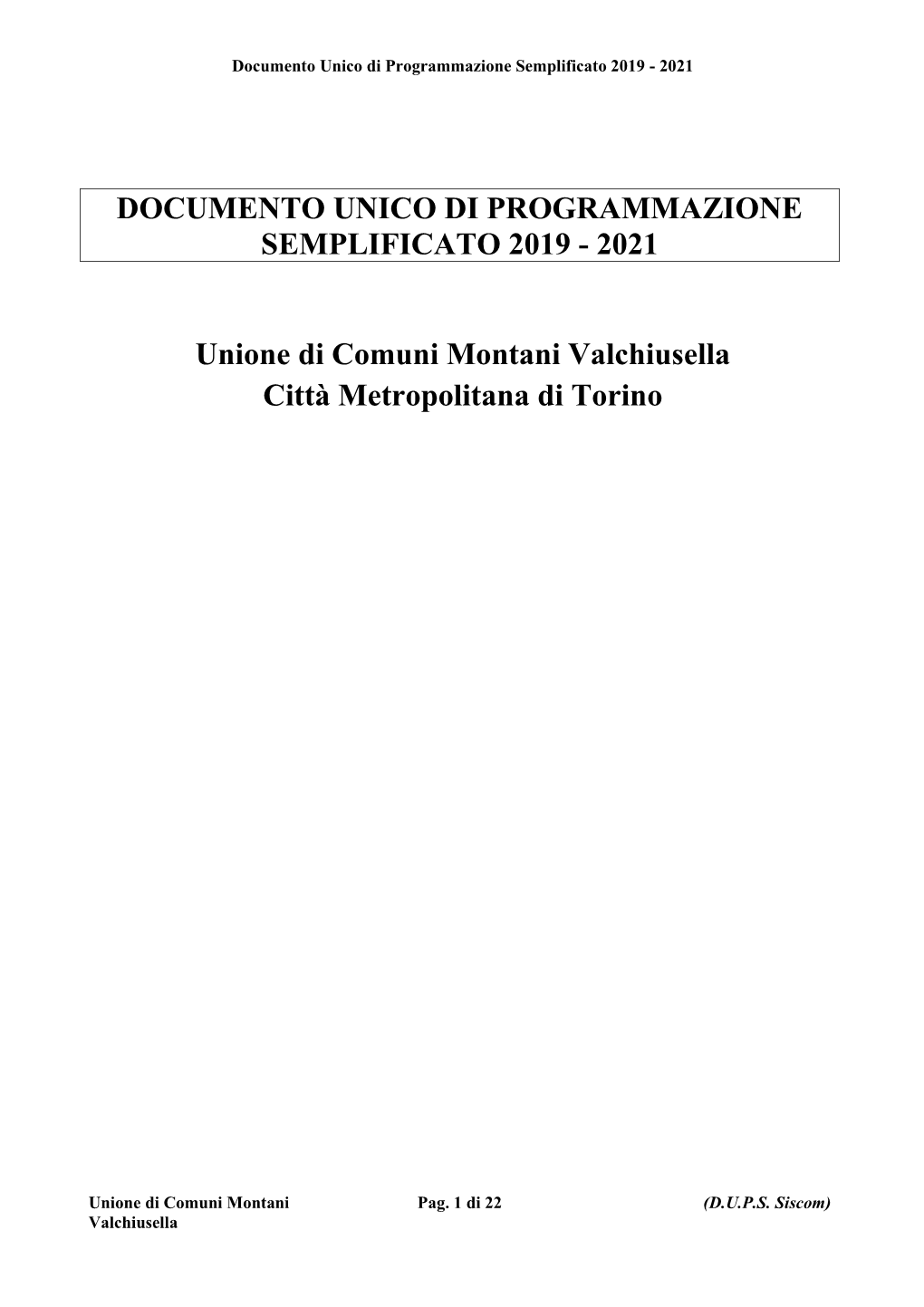 2021 Unione Di Comuni Montani Valchiusella Città Metropolitana Di