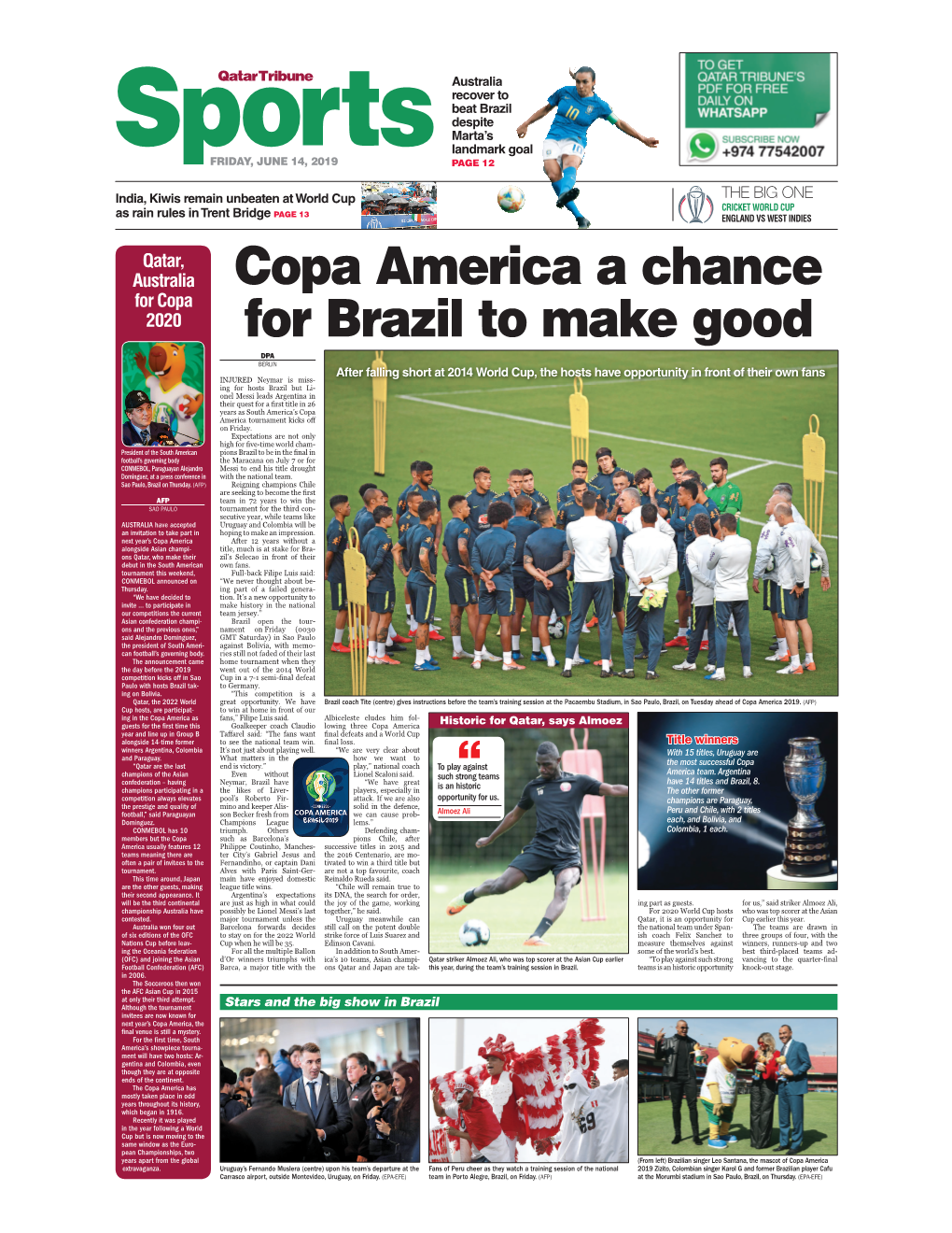 Copa America a Chance for Brazil to Make Good