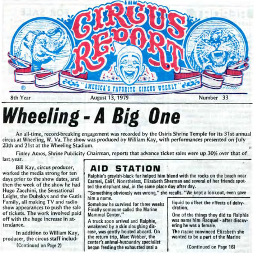 Circus Report, August 13, 1979, Vol. 8, No. 33