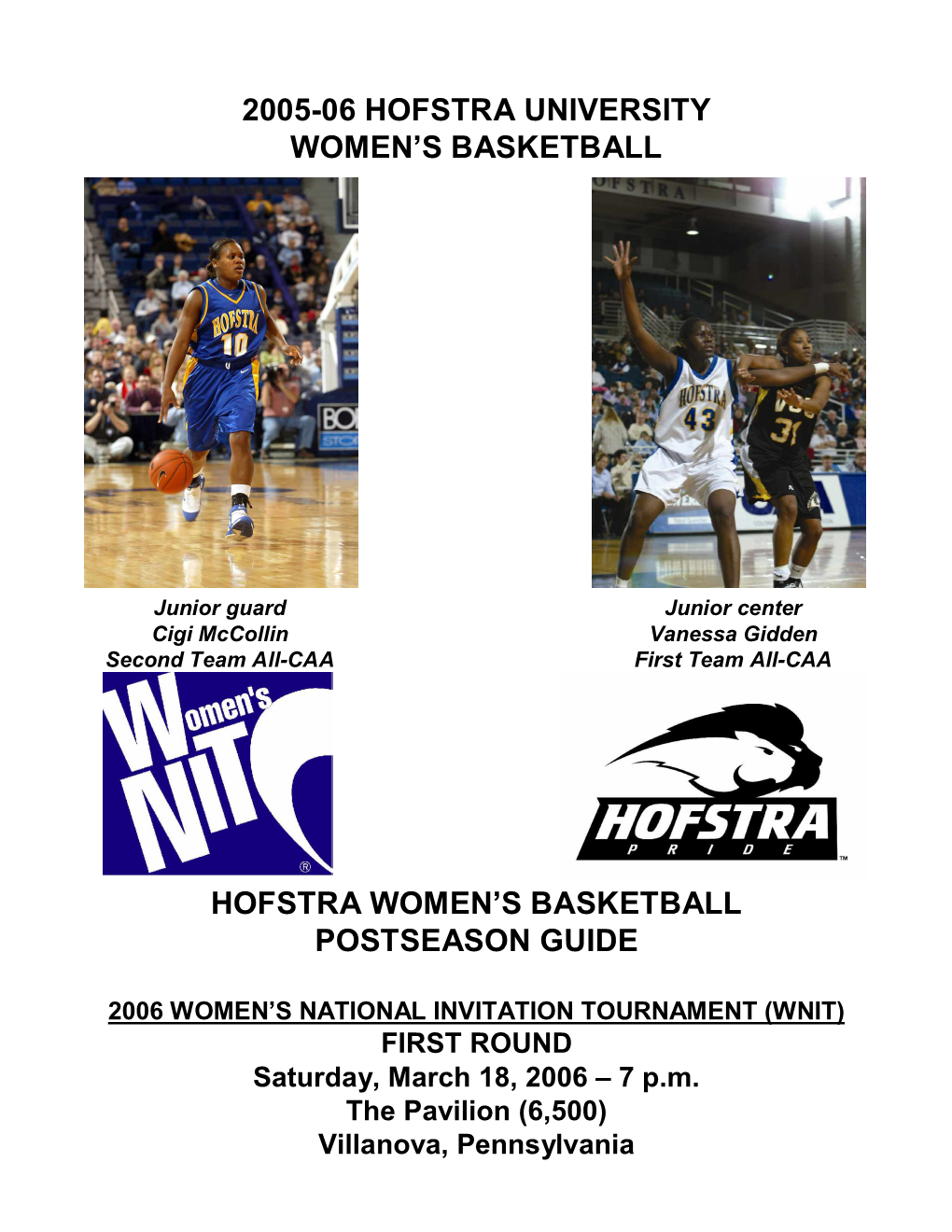 2005-06 Hofstra University Women's Basketball Roster