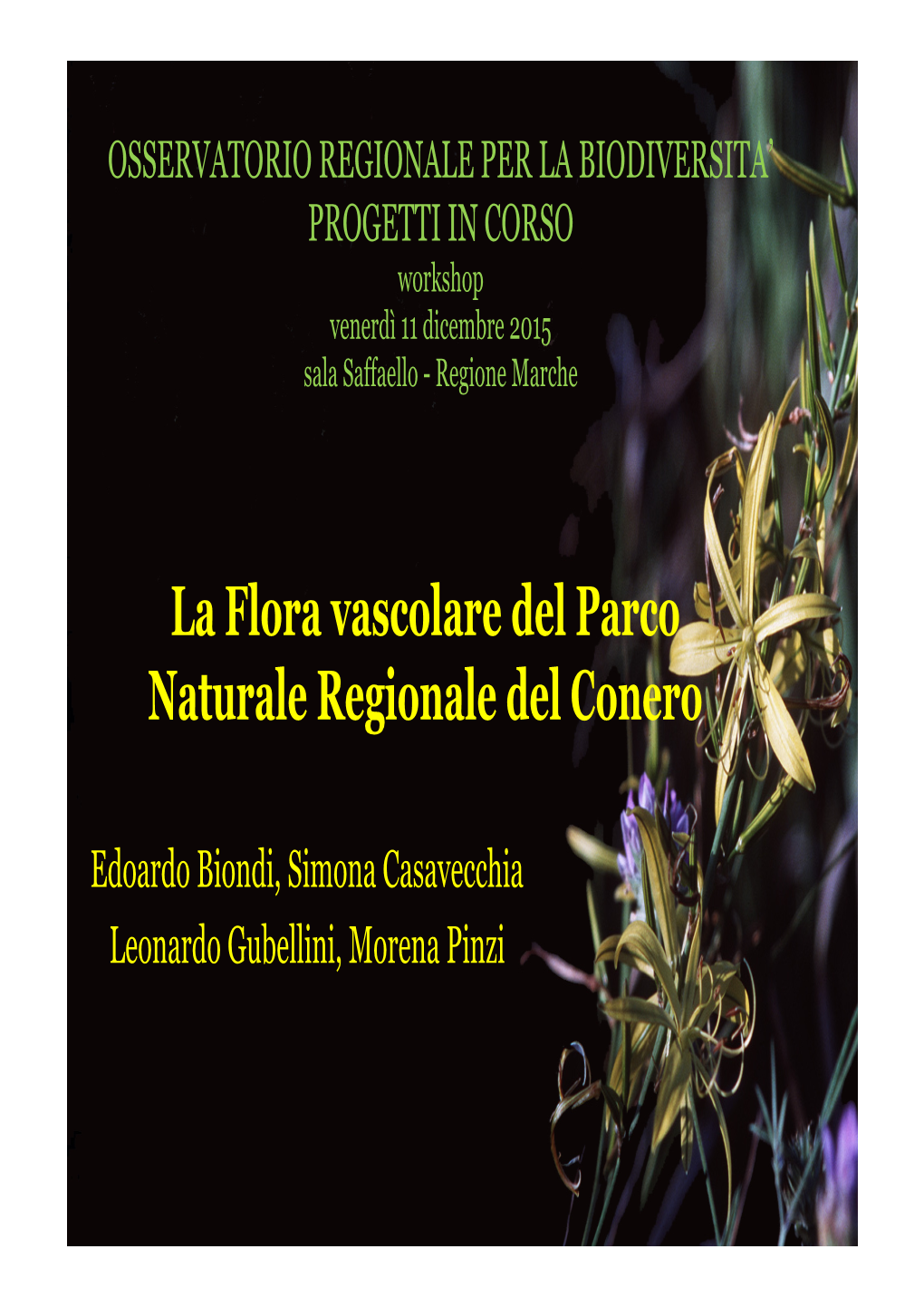 La Flora Vascolare Del Parco Naturale Regionale Del Conero