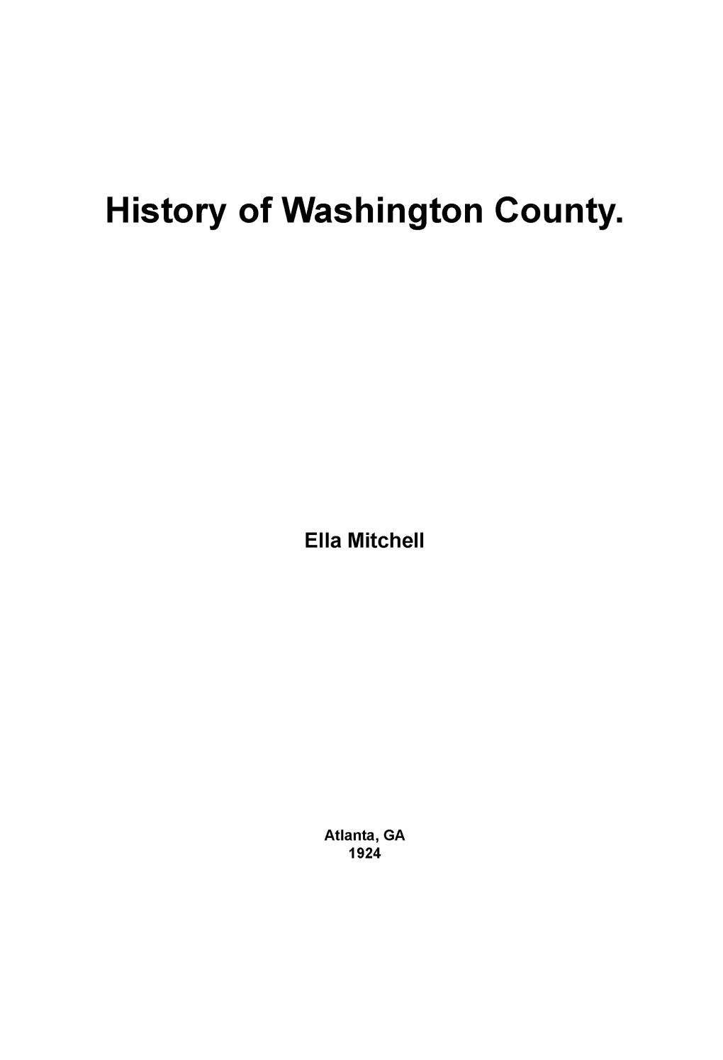 History of Washington County