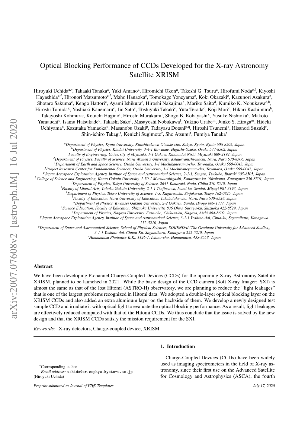 Optical Blocking Performance of Ccds Developed for the X-Ray