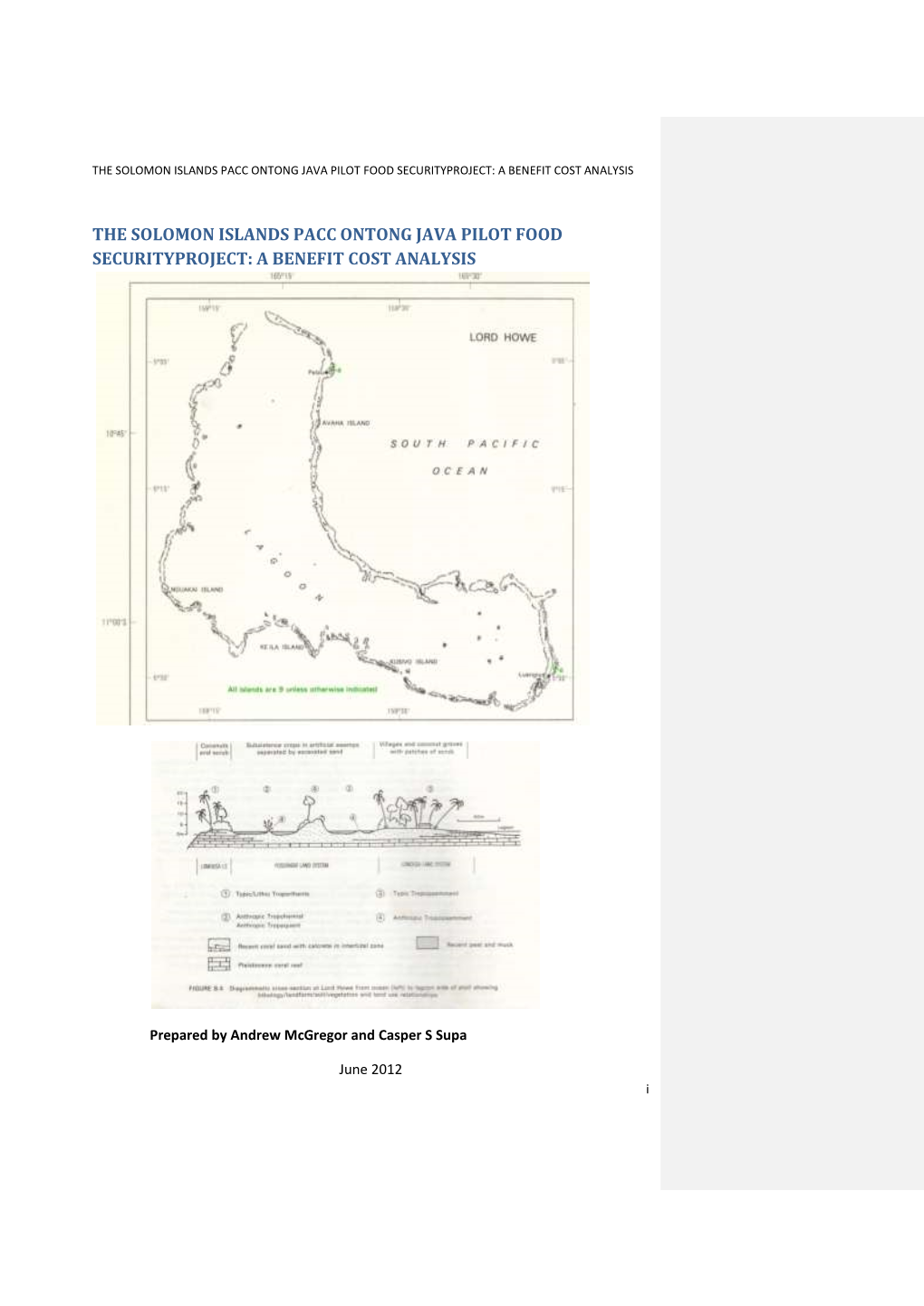 The Solomon Islands Pacc Ontong Java Pilot Food Securityproject: a Benefit Cost Analysis