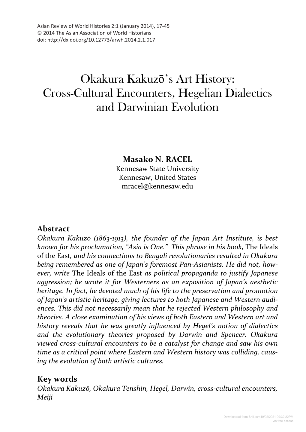 Okakura Kakuzō's Art History: Cross-Cultural Encounters