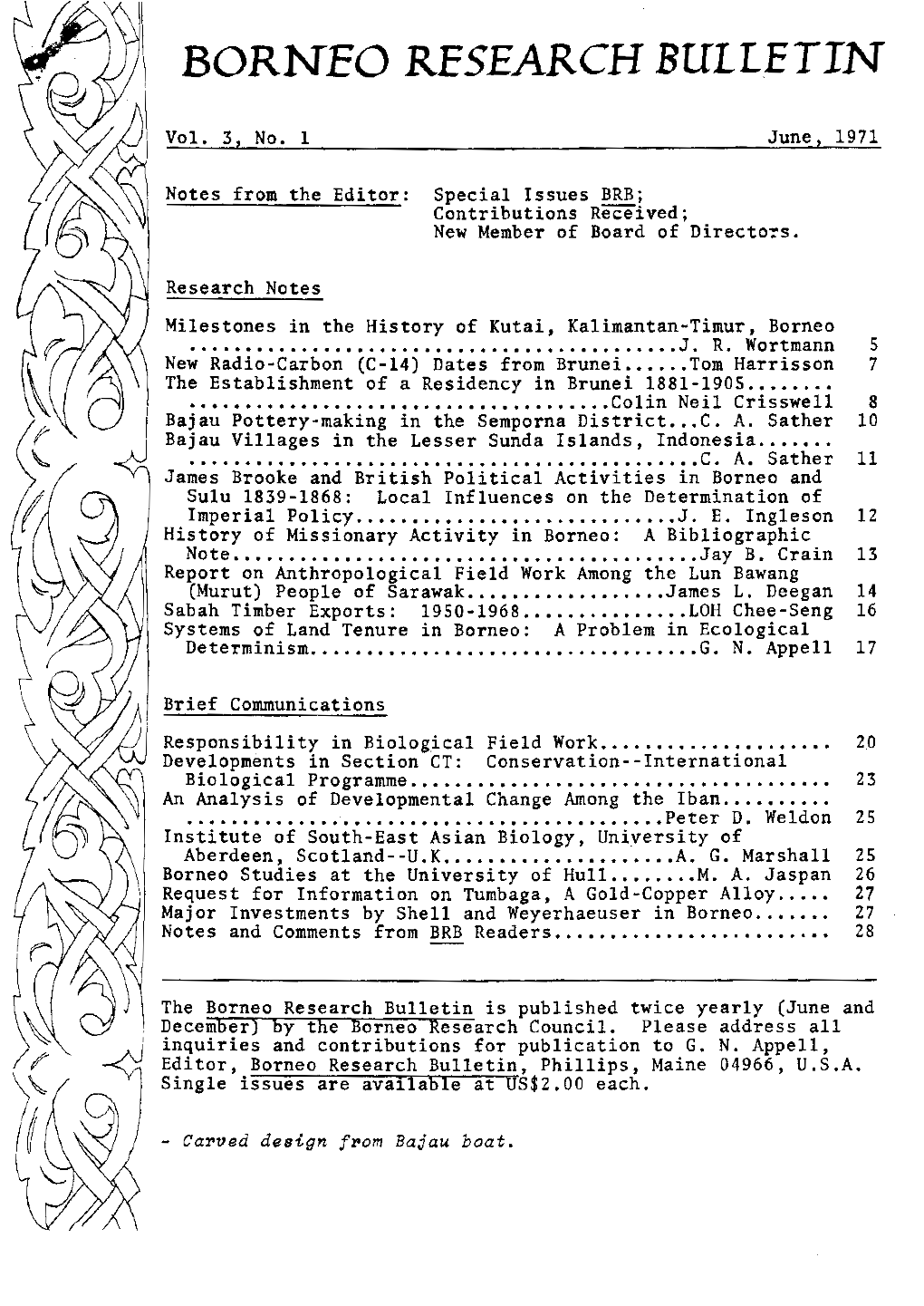 Volume 3, No. 1, 1971