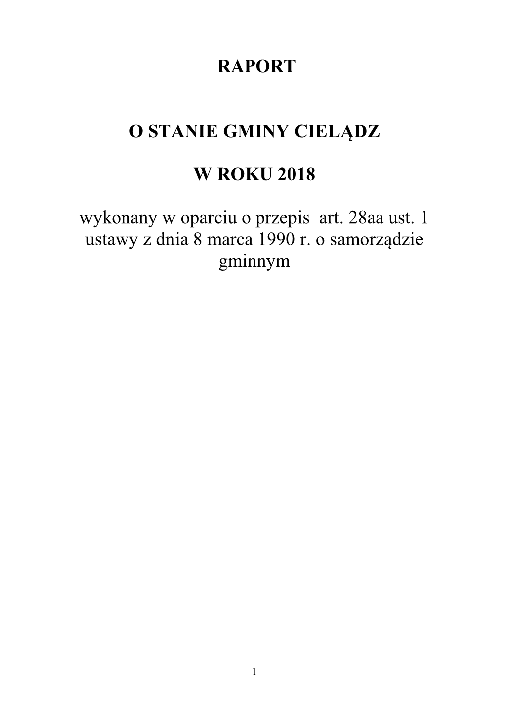 Raport O Stanie Gminy Cielądz W Roku 2018