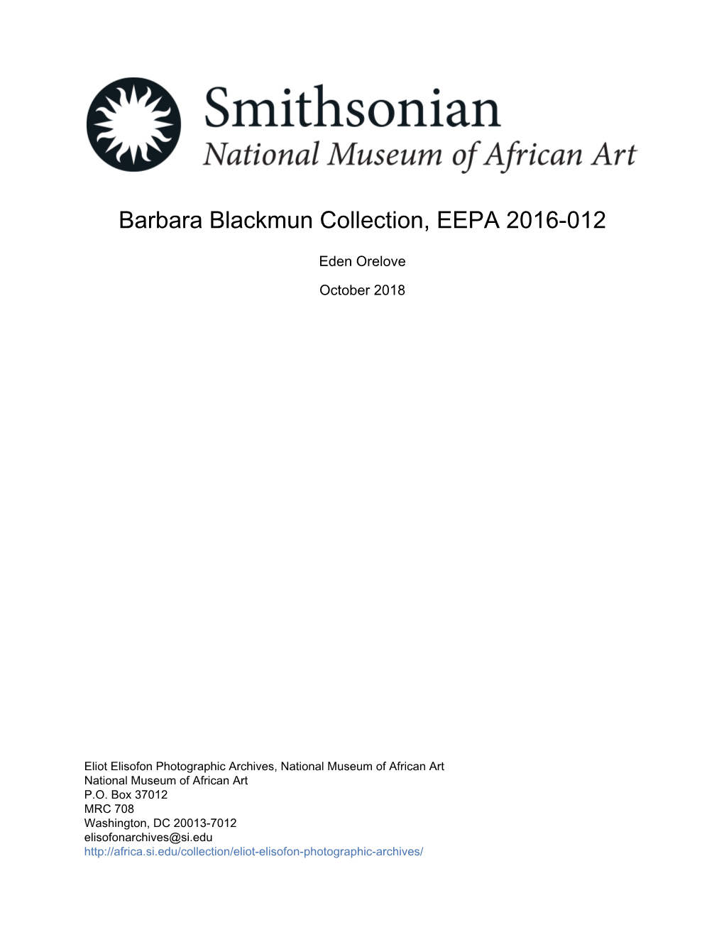 Barbara Blackmun Collection, EEPA 2016-012