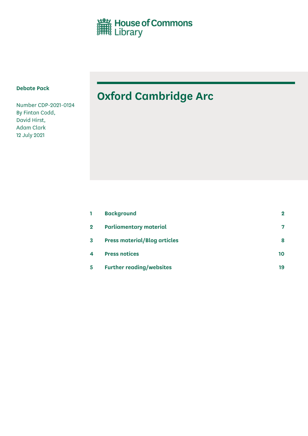 Oxford Cambridge Arc Number CDP-2021-0124 by Fintan Codd, David Hirst, Adam Clark 12 July 2021