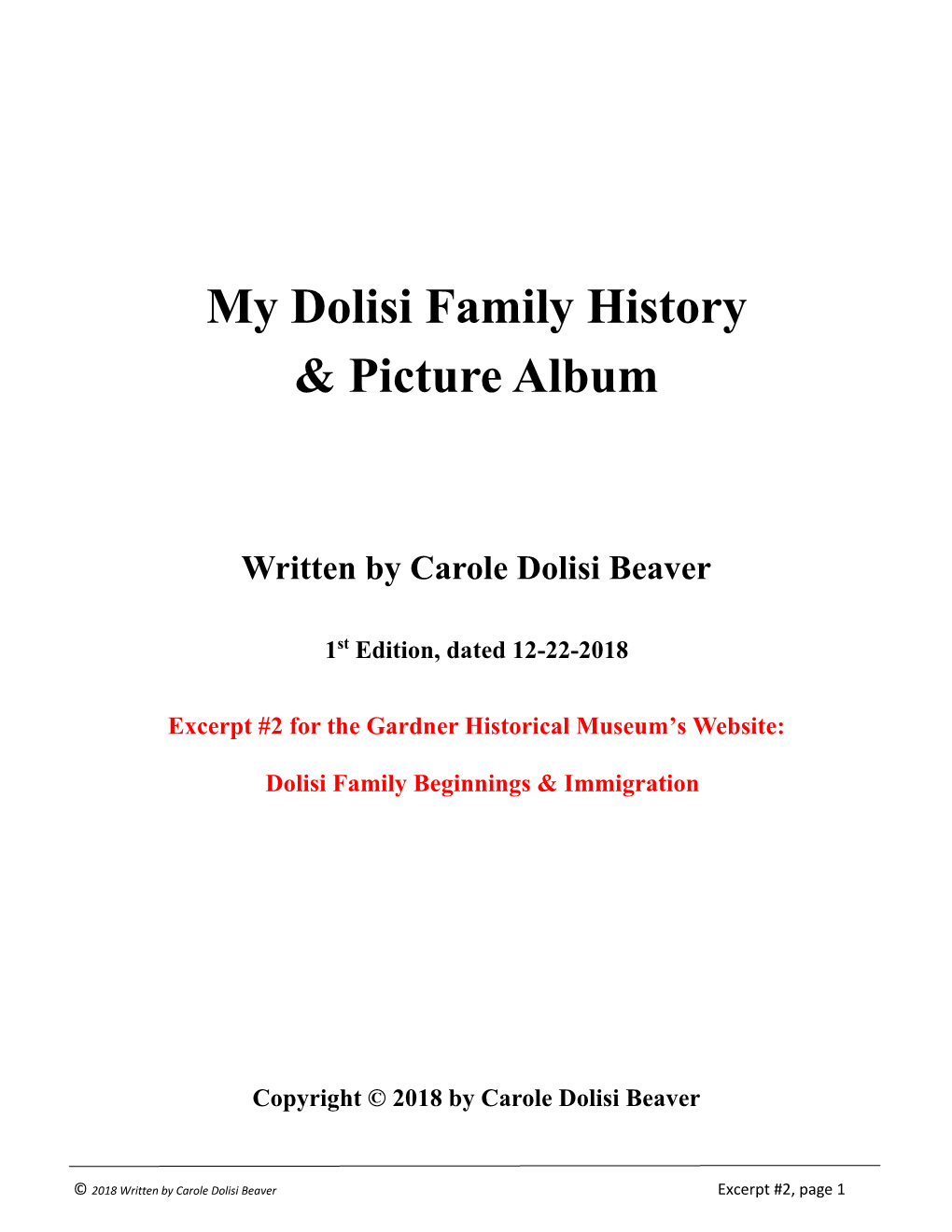 My Dolisi Family History & Picture Album