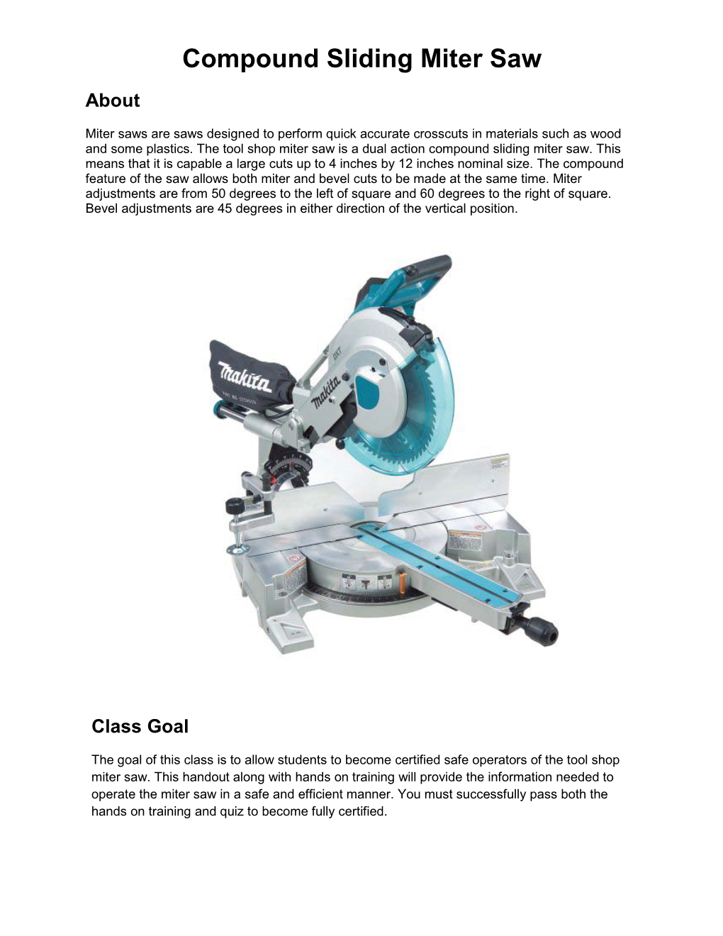 Compound Sliding Miter Saw About