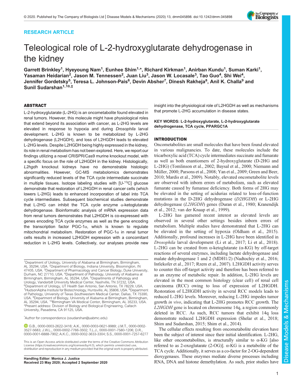 Teleological Role of L-2-Hydroxyglutarate