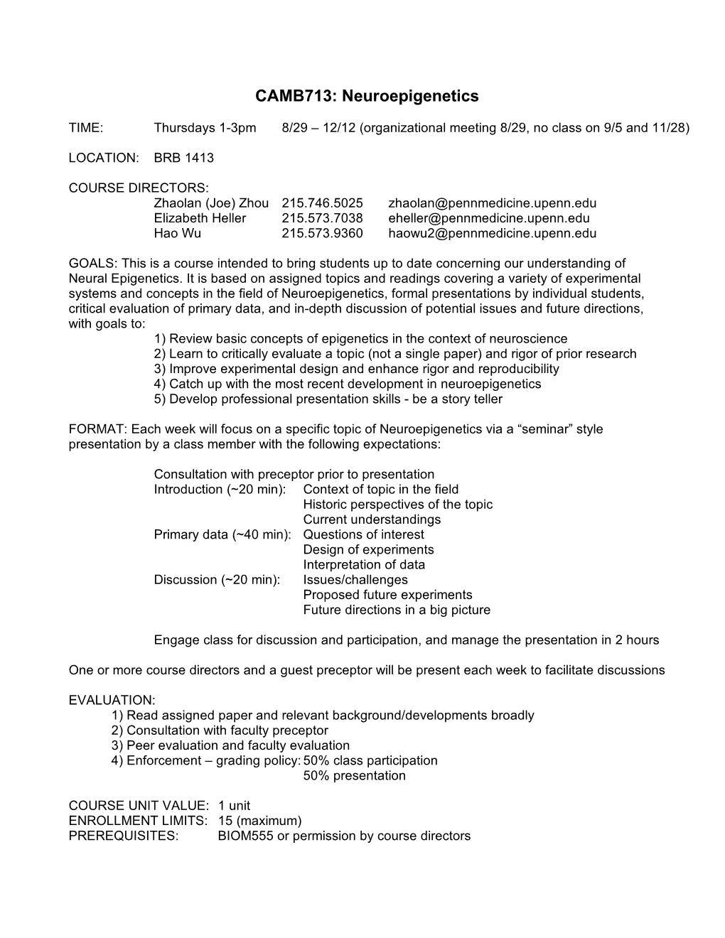 CAMB713: Neuroepigenetics