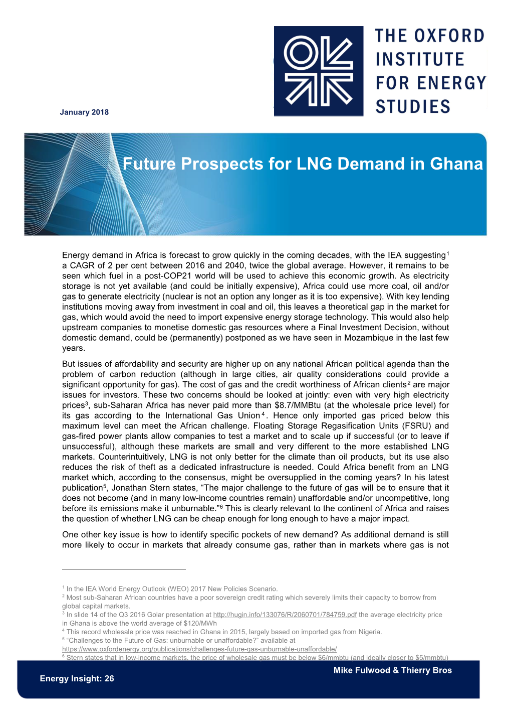 Future Prospects for LNG Demand in Ghana