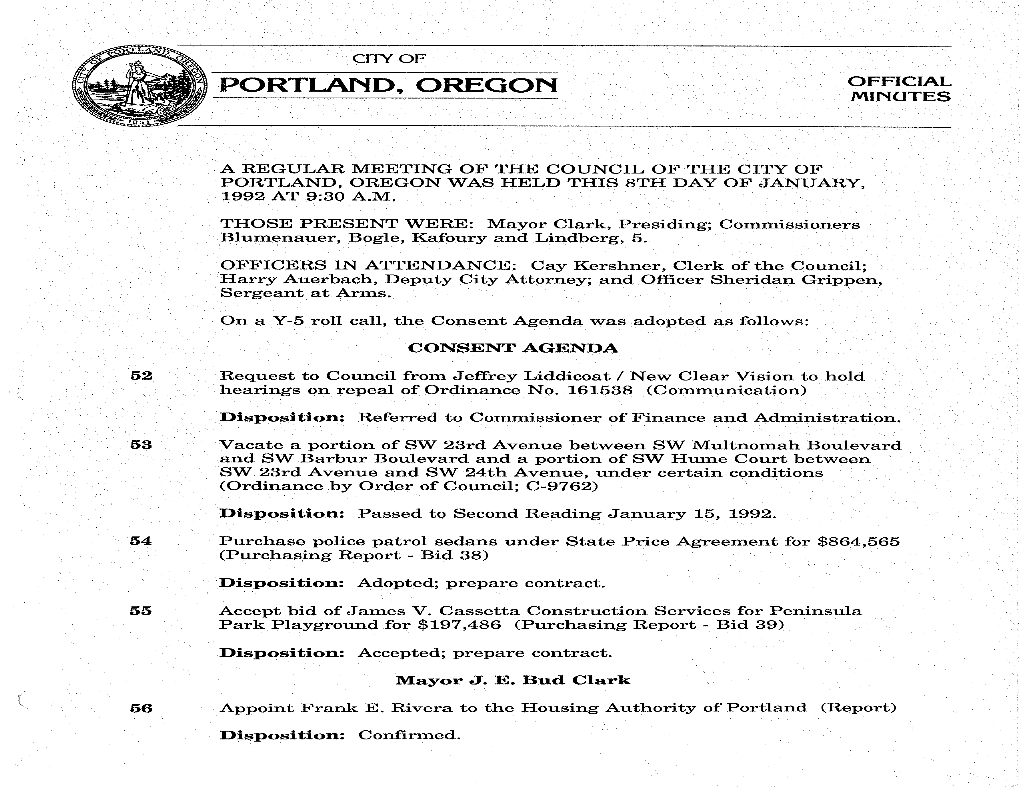 Portland, ·Oregon Official Minutes