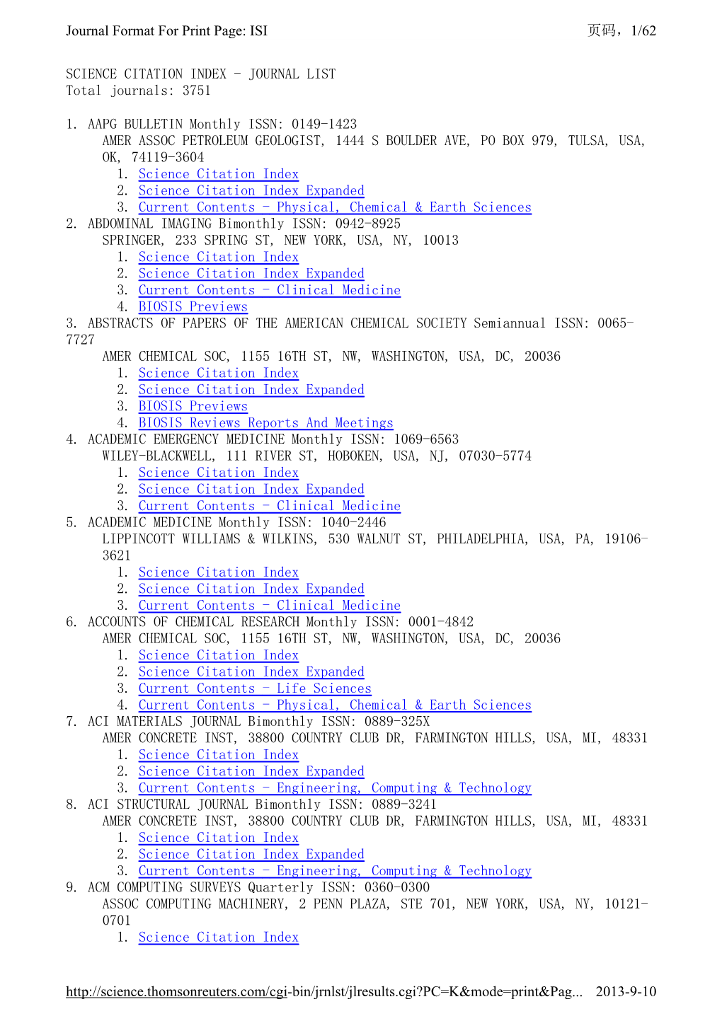 JOURNAL LIST Total Journals: 3751