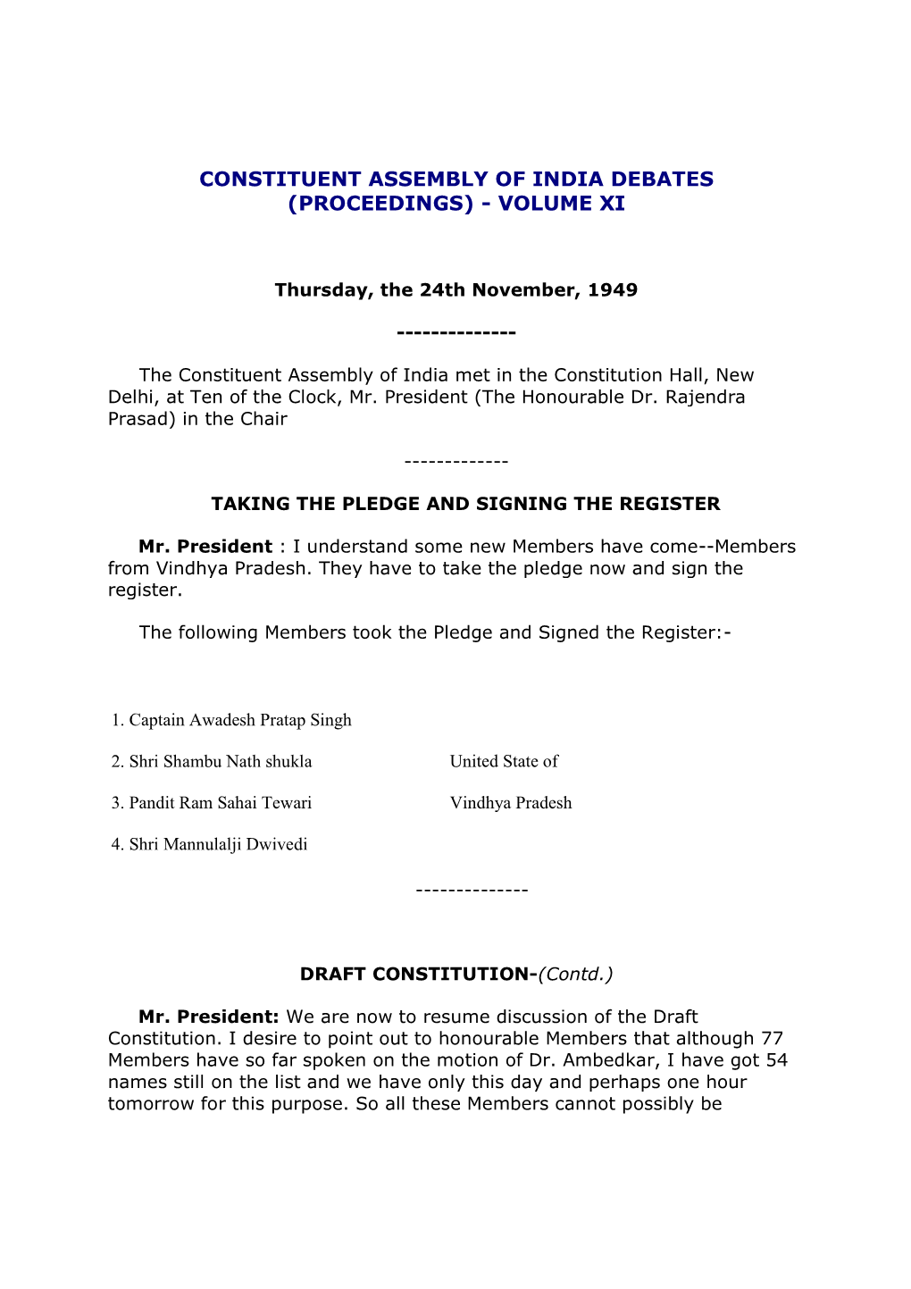 Constituent Assembly of India Debates (Proceedings) - Volume Xi