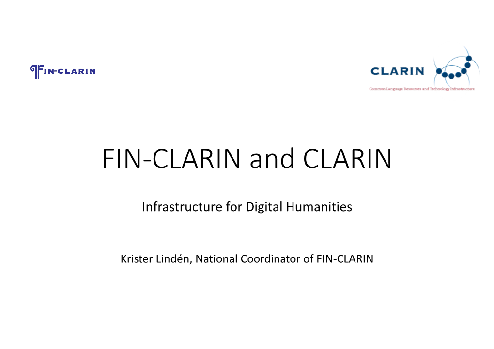 FIN-CLARIN and CLARIN