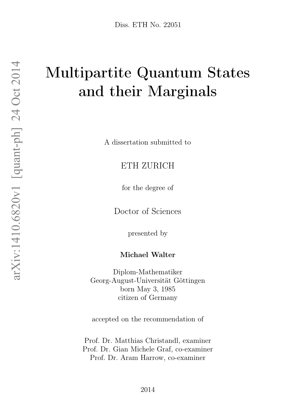 Multipartite Quantum States and Their Marginals