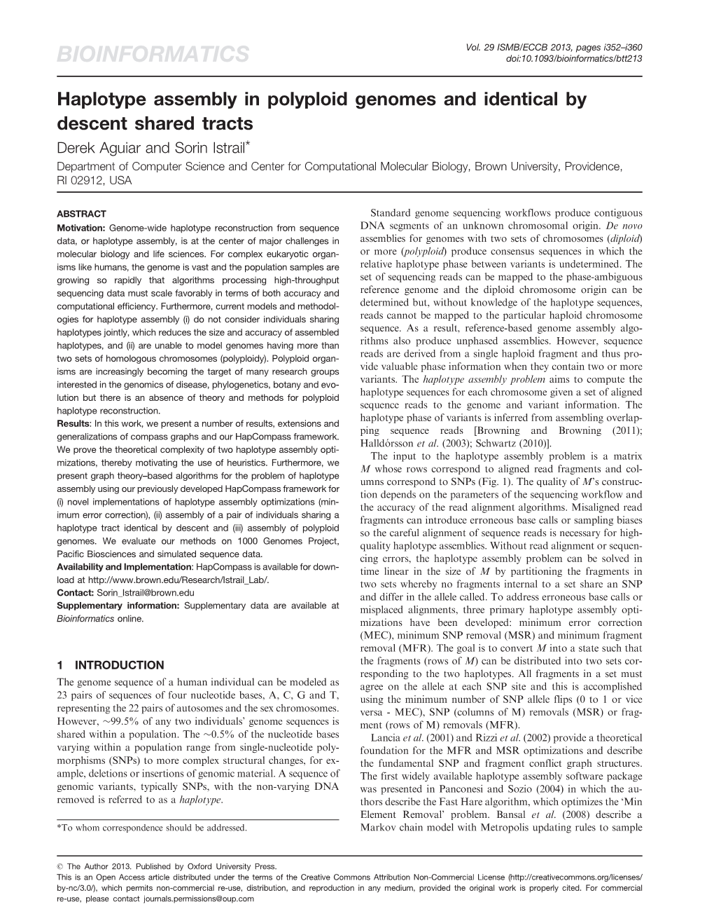 BIOINFORMATICS Doi:10.1093/Bioinformatics/Btt213