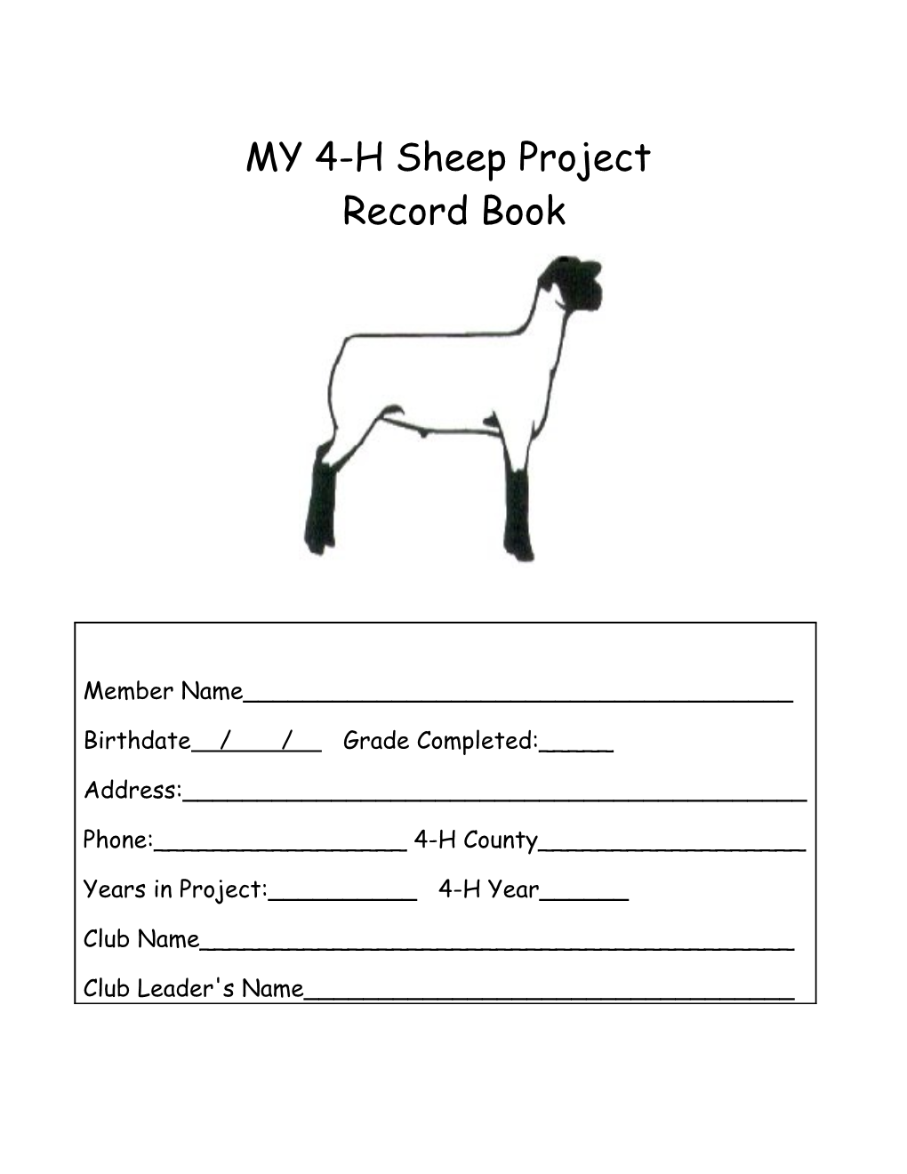 MY 4-H Sheep Project