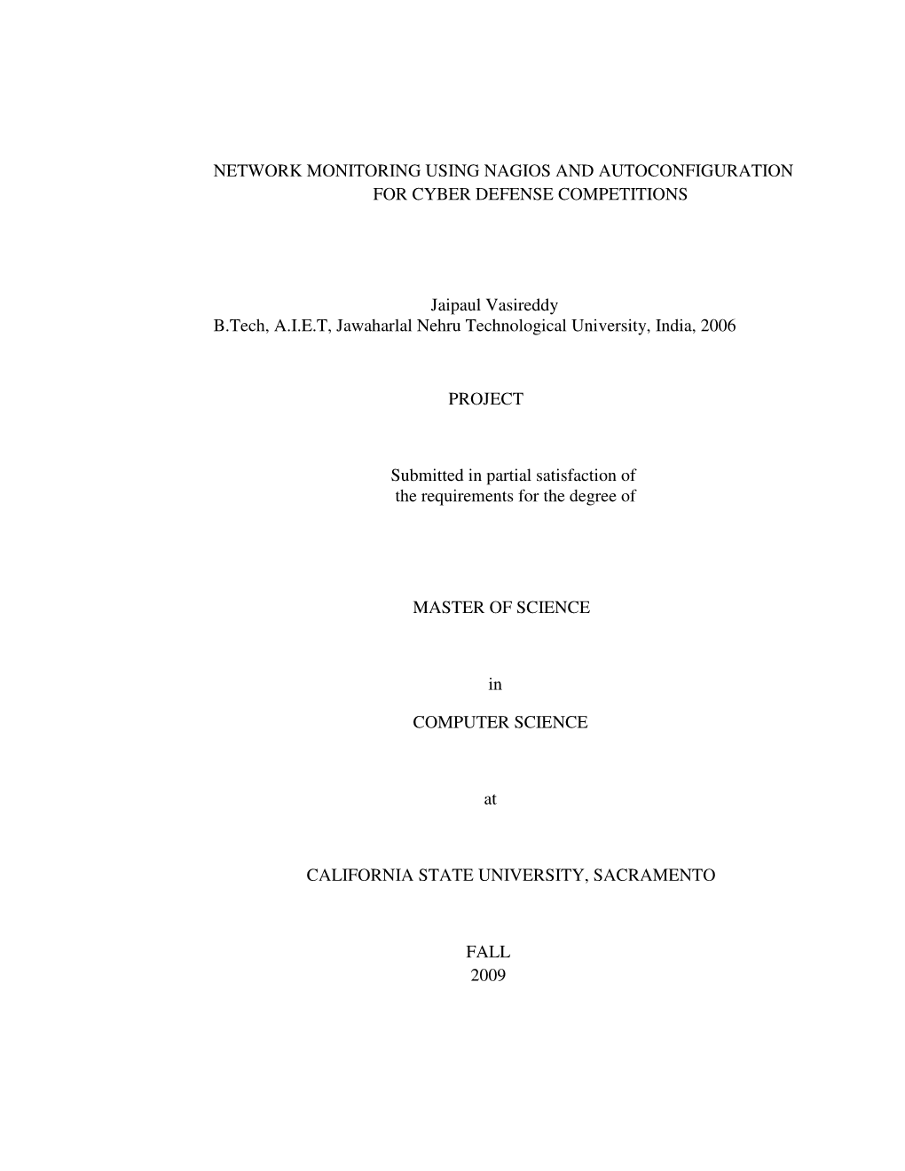 Network Monitoring Using Nagios and Autoconfiguration for Cyber Defense Competitions