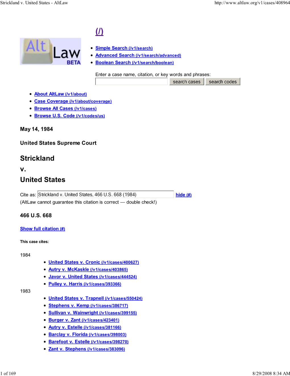 Strickland V. United States - Altlaw