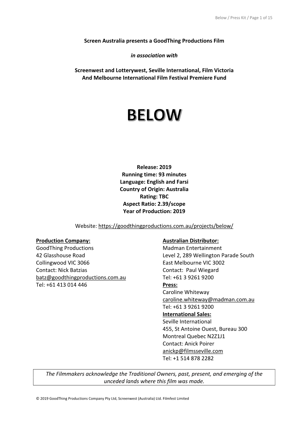 BELOW Press Kit Draft