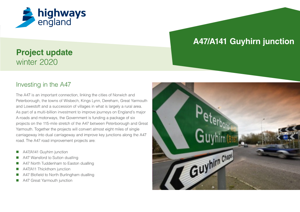 A47/A141 Guyhirn Junction Project Update Winter 2020