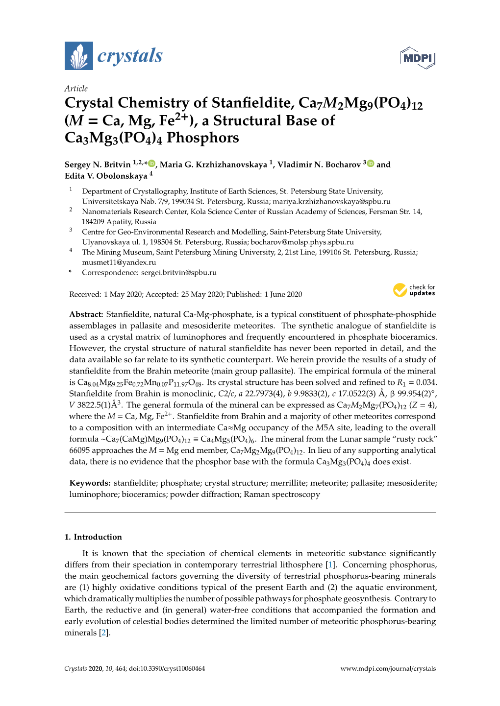 (M = Ca, Mg, Fe2+), a Structural Base of Ca3mg3(PO4)4 Phosphors