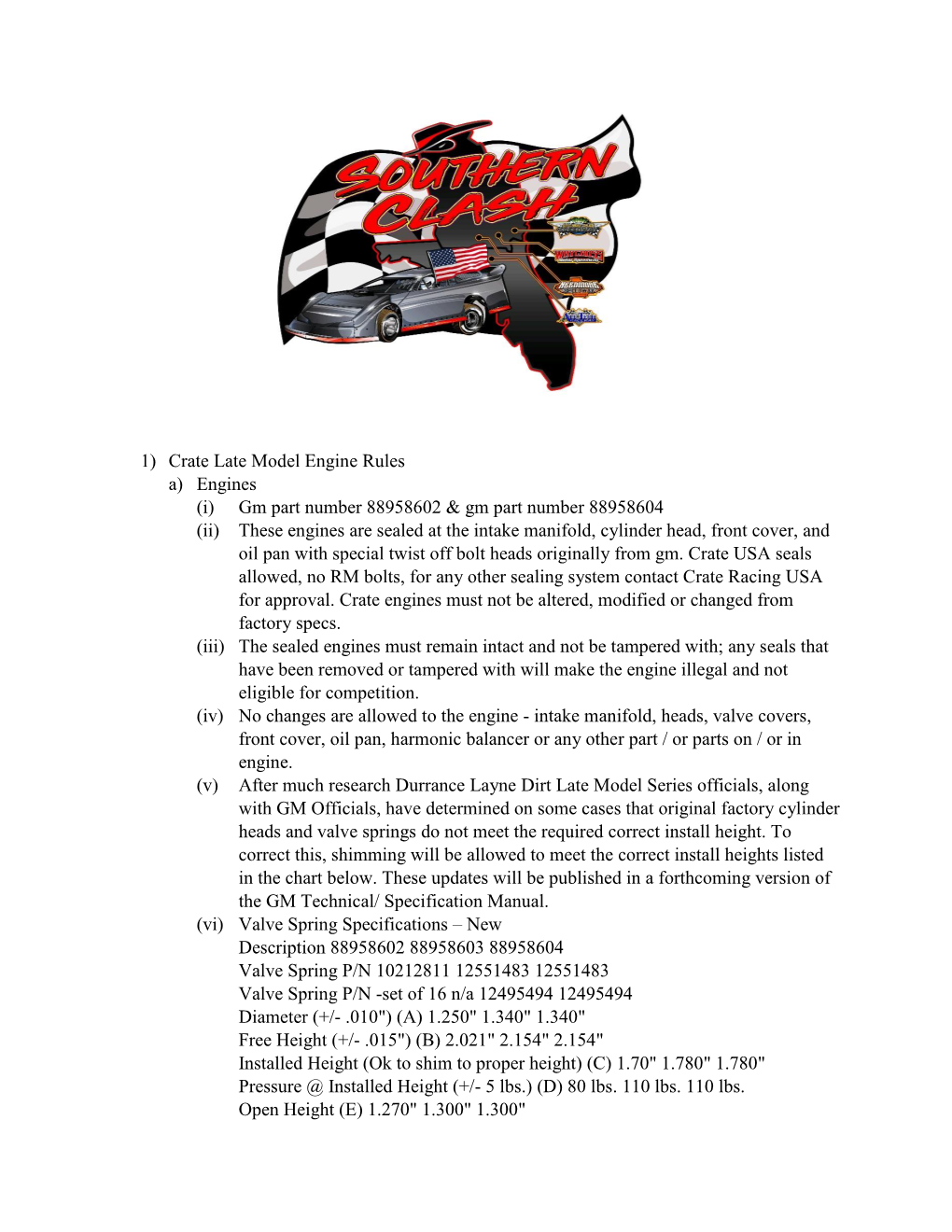 1) Crate Late Model Engine Rules
