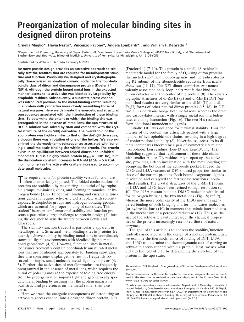 Preorganization of Molecular Binding Sites in Designed Diiron Proteins