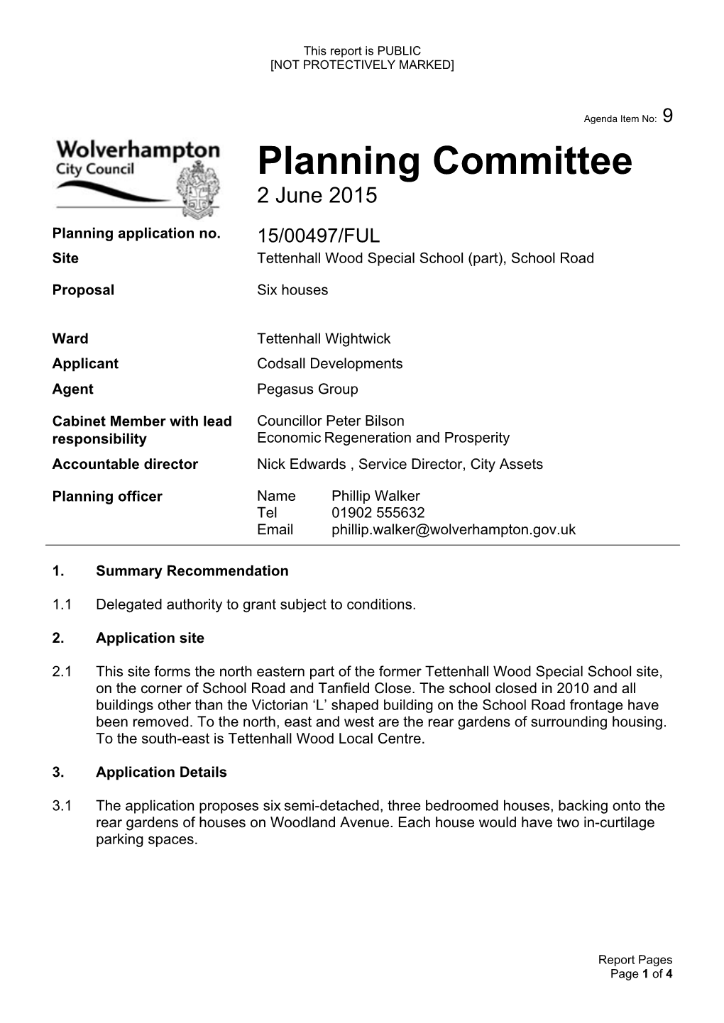 Planning Application 1500497 Tettenhall Wood Special School