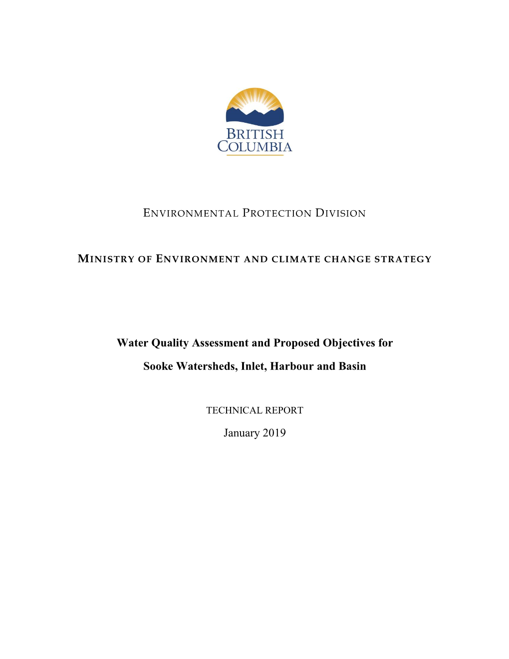 Sooke Watersheds, Inlet, Harbour and Basin Water Quality Assessment and Proposed Objectives