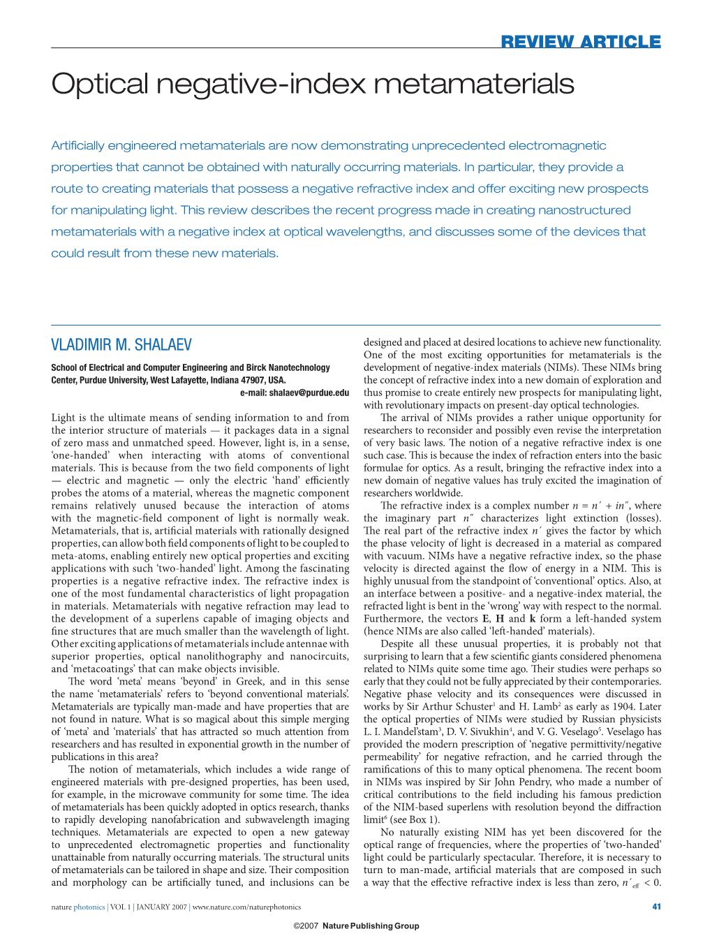 Optical Negative-Index Metamaterials