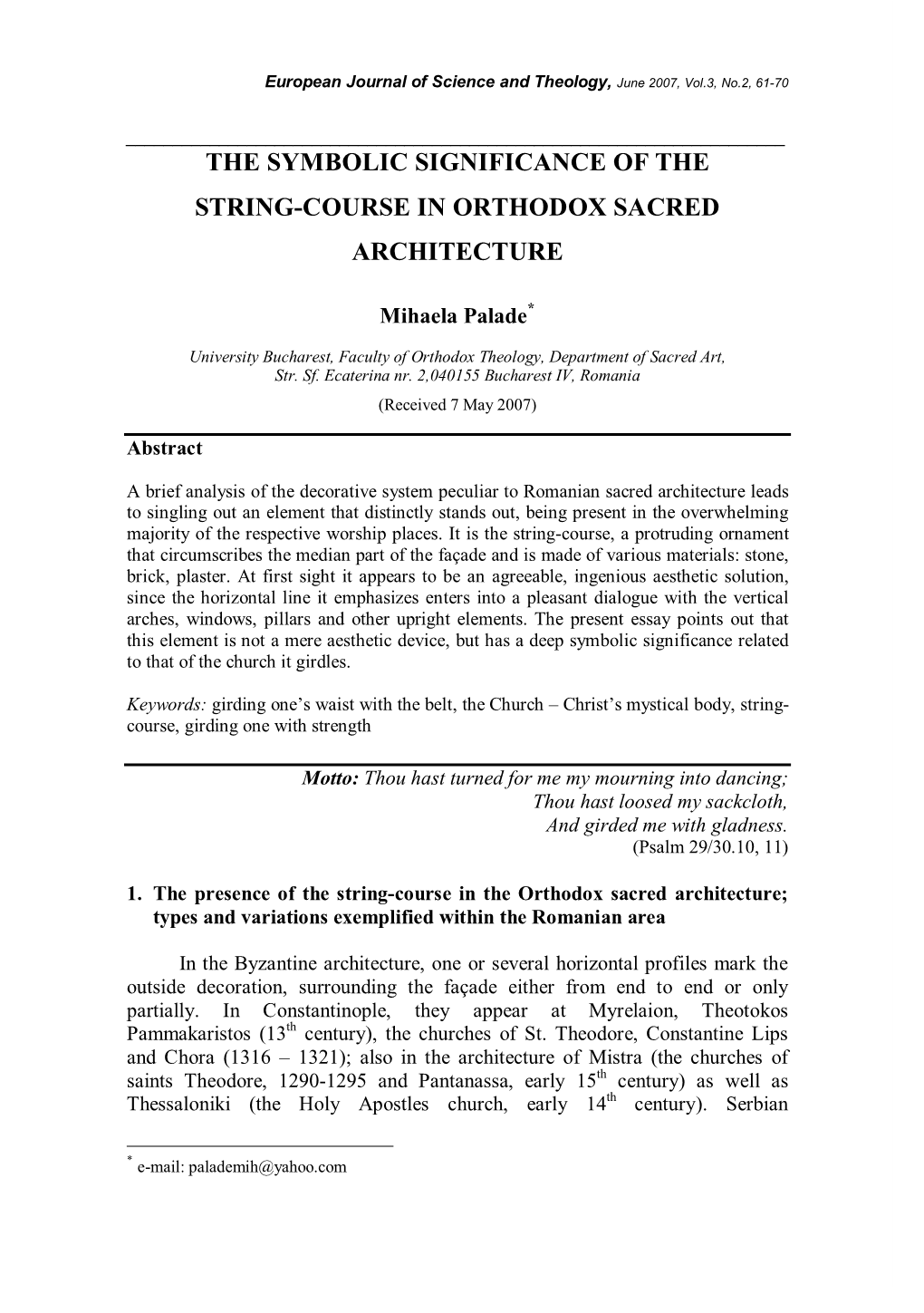 The Symbolic Significance of the String-Course in Orthodox Sacred Architecture