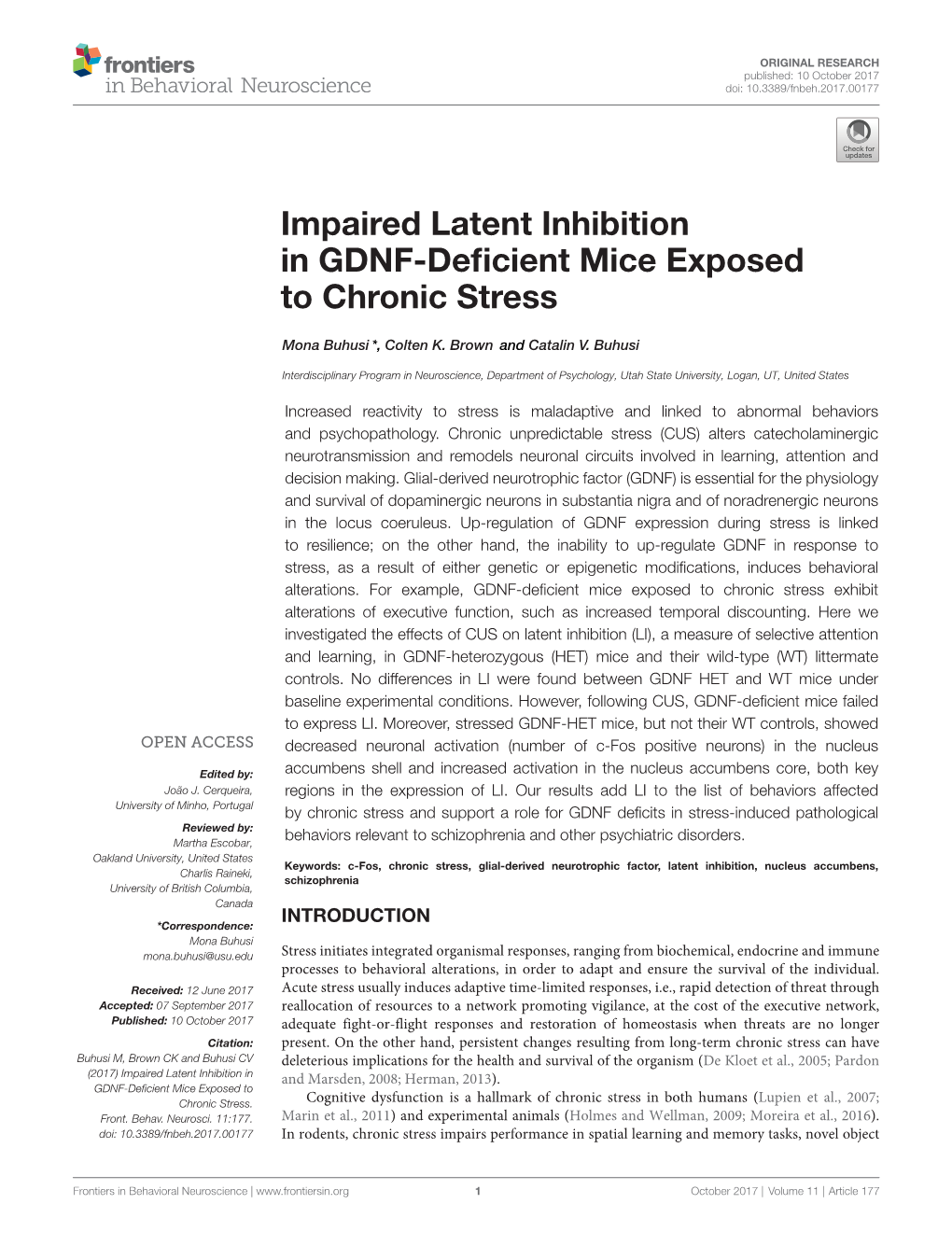 Impaired Latent Inhibition in GDNF-Deficient Mice Exposed To