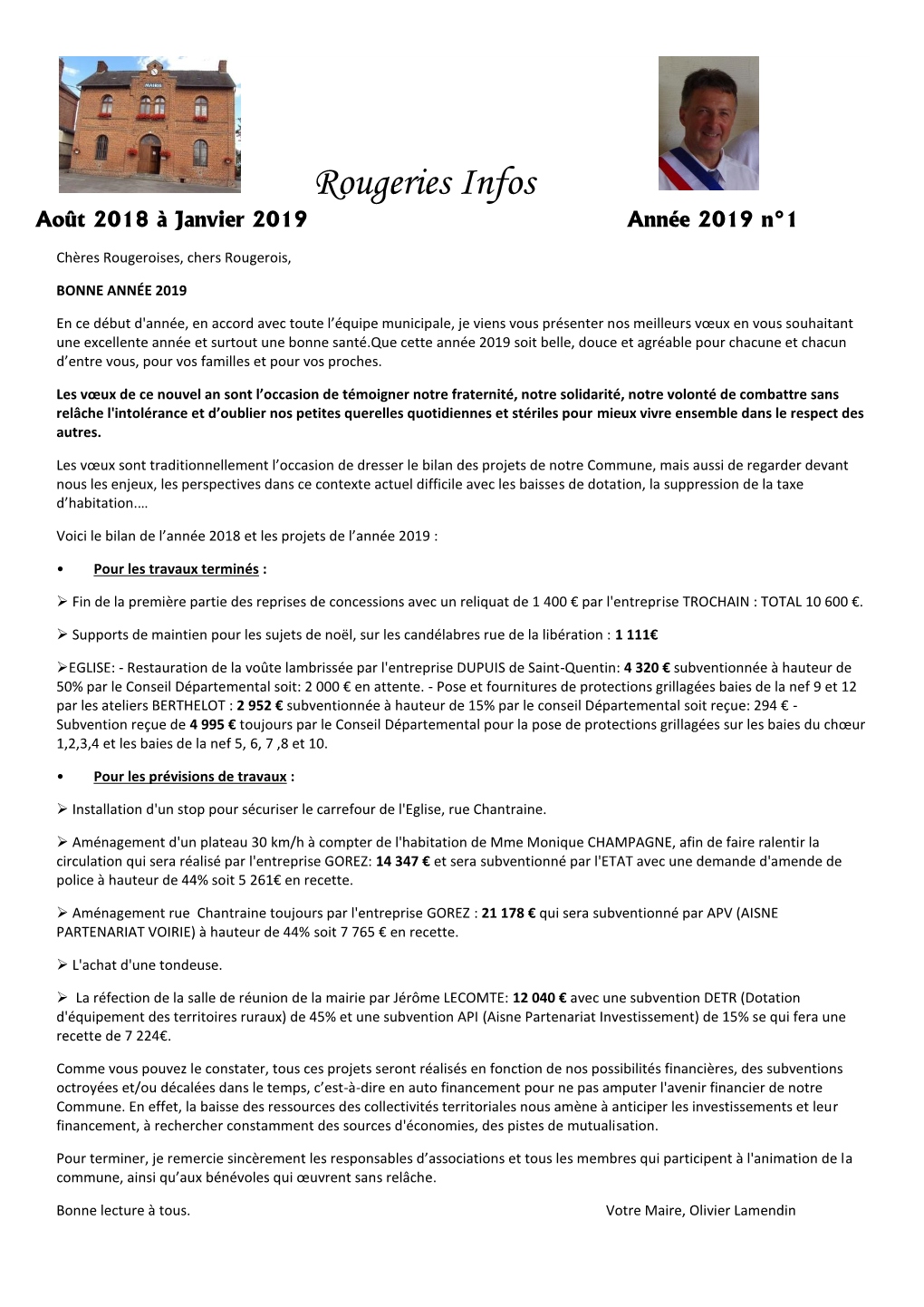 Rougeries Infos Août 2018 À Janvier 2019 Année 2019 N°1