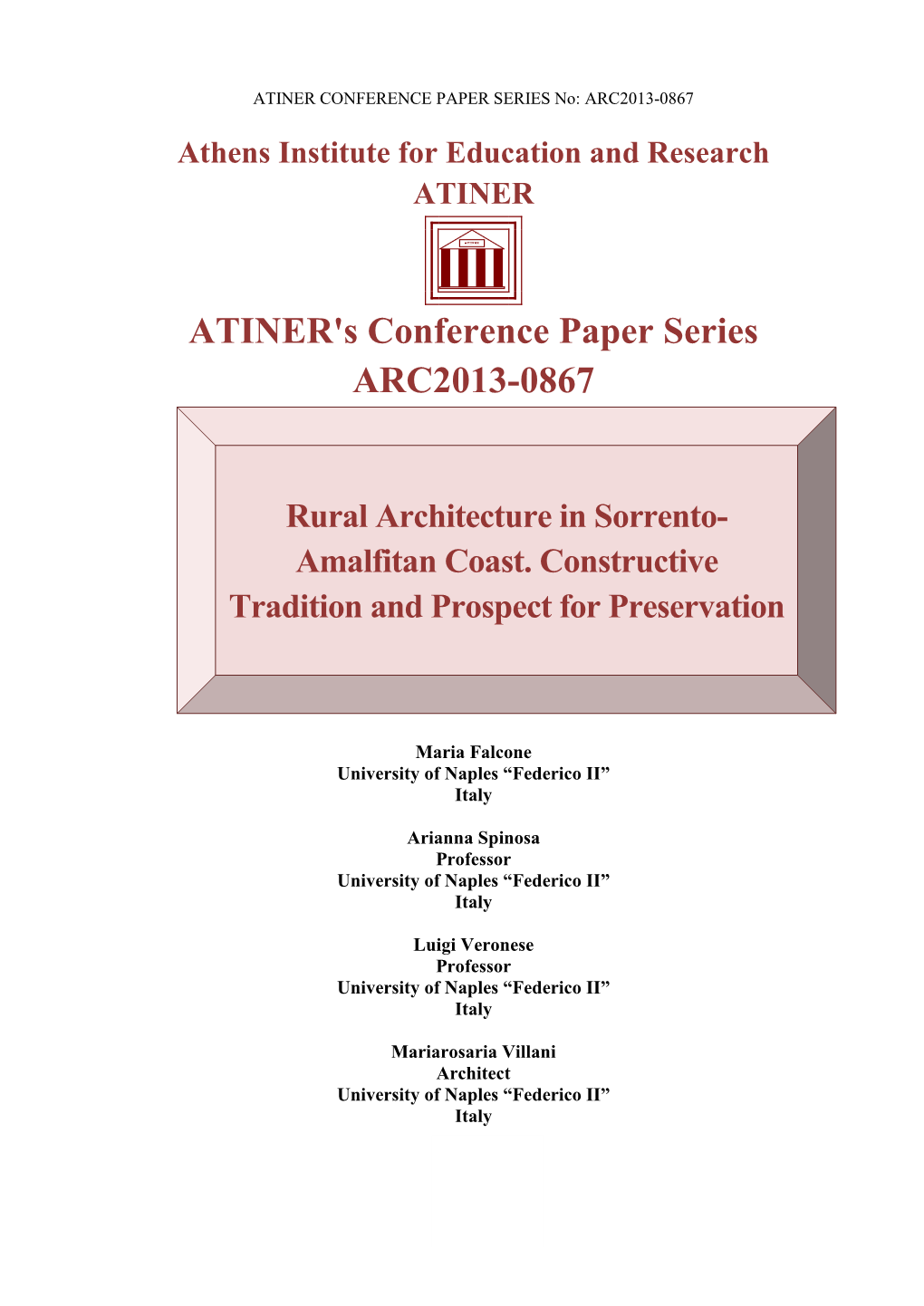 ATINER's Conference Paper Series ARC2013-0867