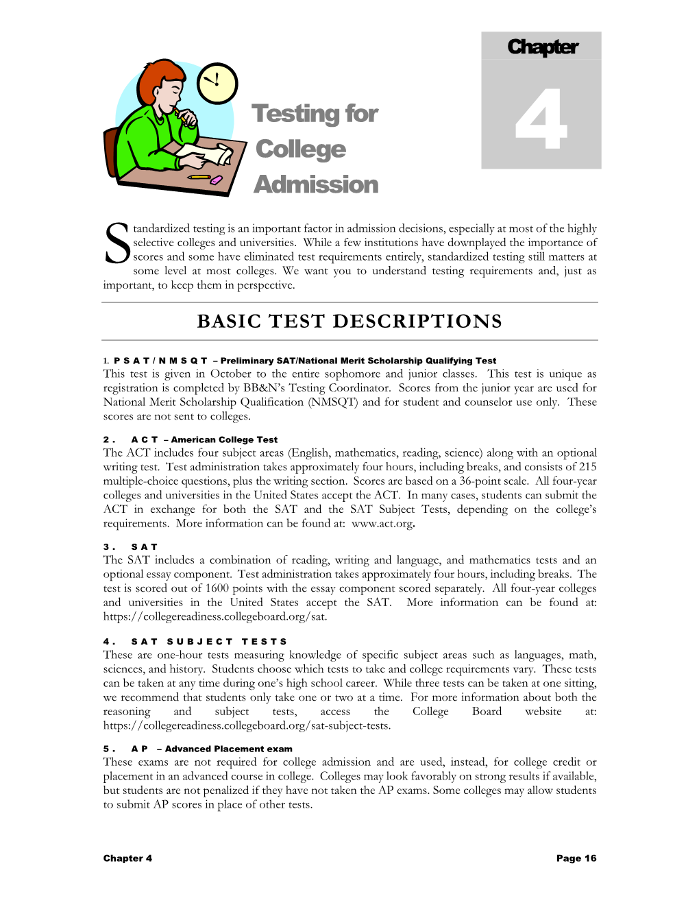 Testing for College Admission